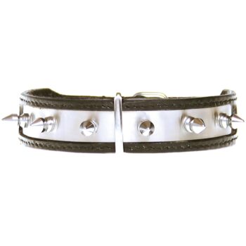 Hundehalsband schwarz - chrom mit Spikes 40 cm x 25 mm